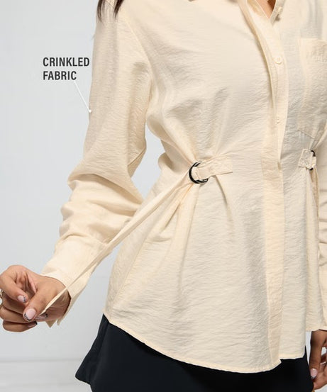Buckle Taupe Women Shirts