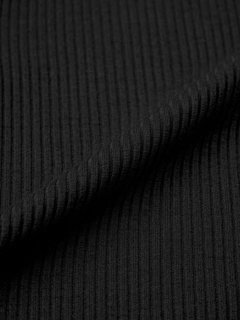 Ribbed  Black Women T-Shirts