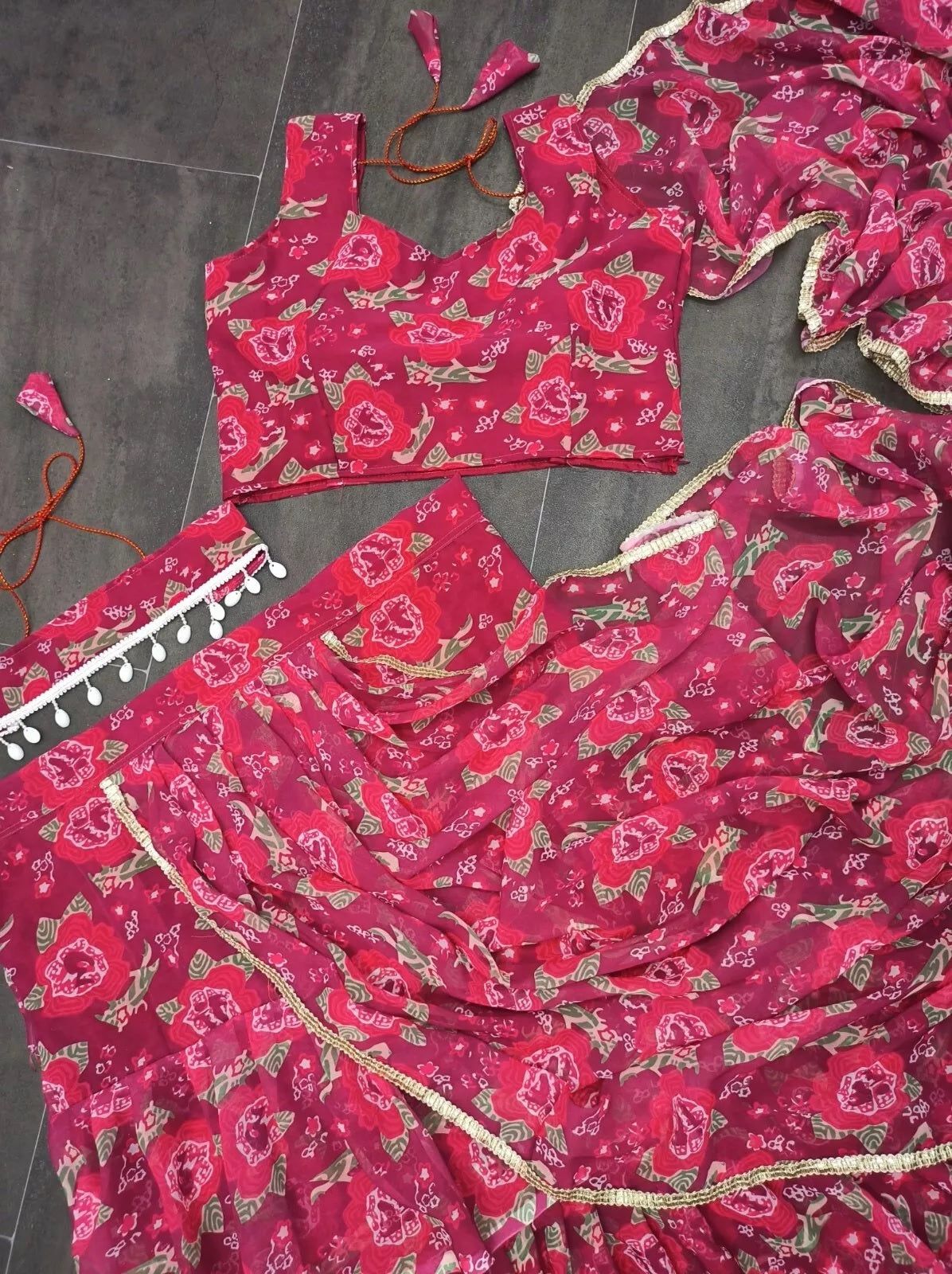 Georgette With Digital Print Lehenga Blouse With Blouse