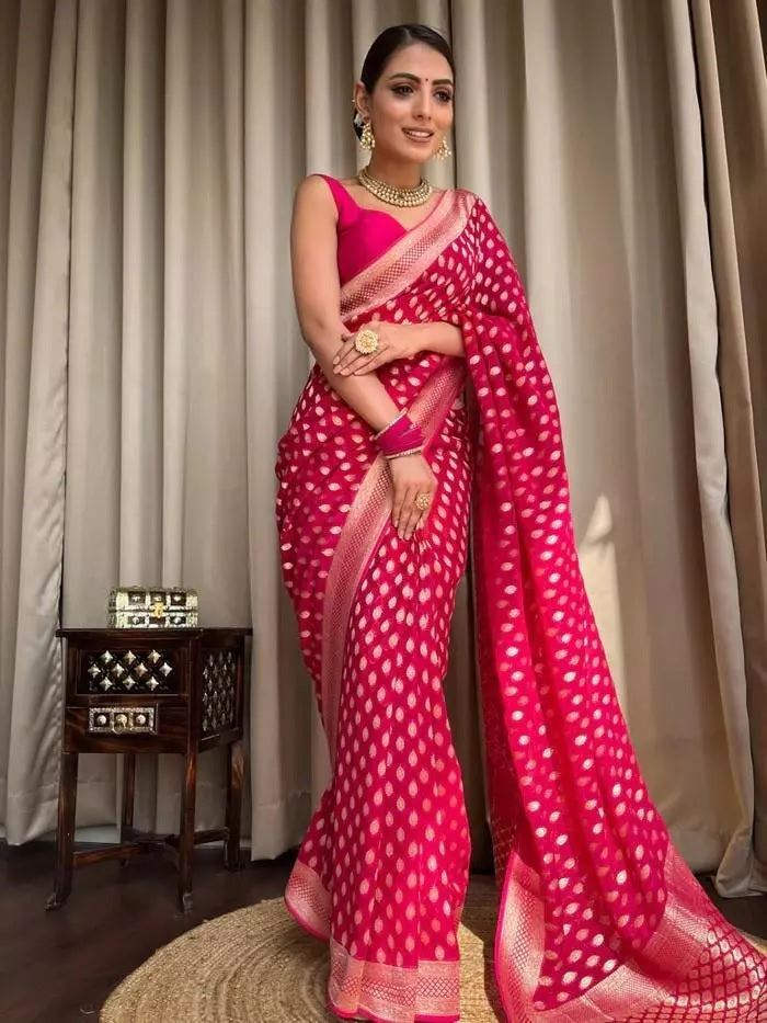 Banarasi Soft Silk Yellow Sari & Blouse