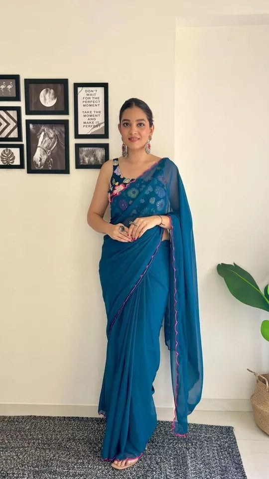 Soft Georgette Silk Saree With Blouse