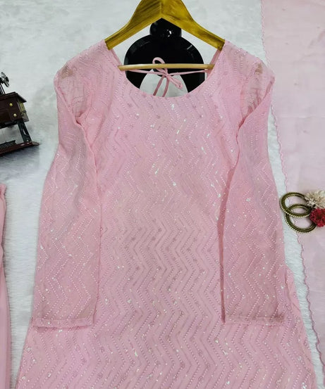 Full Stitched Faux Georgette Top Chudidar With Dupatta