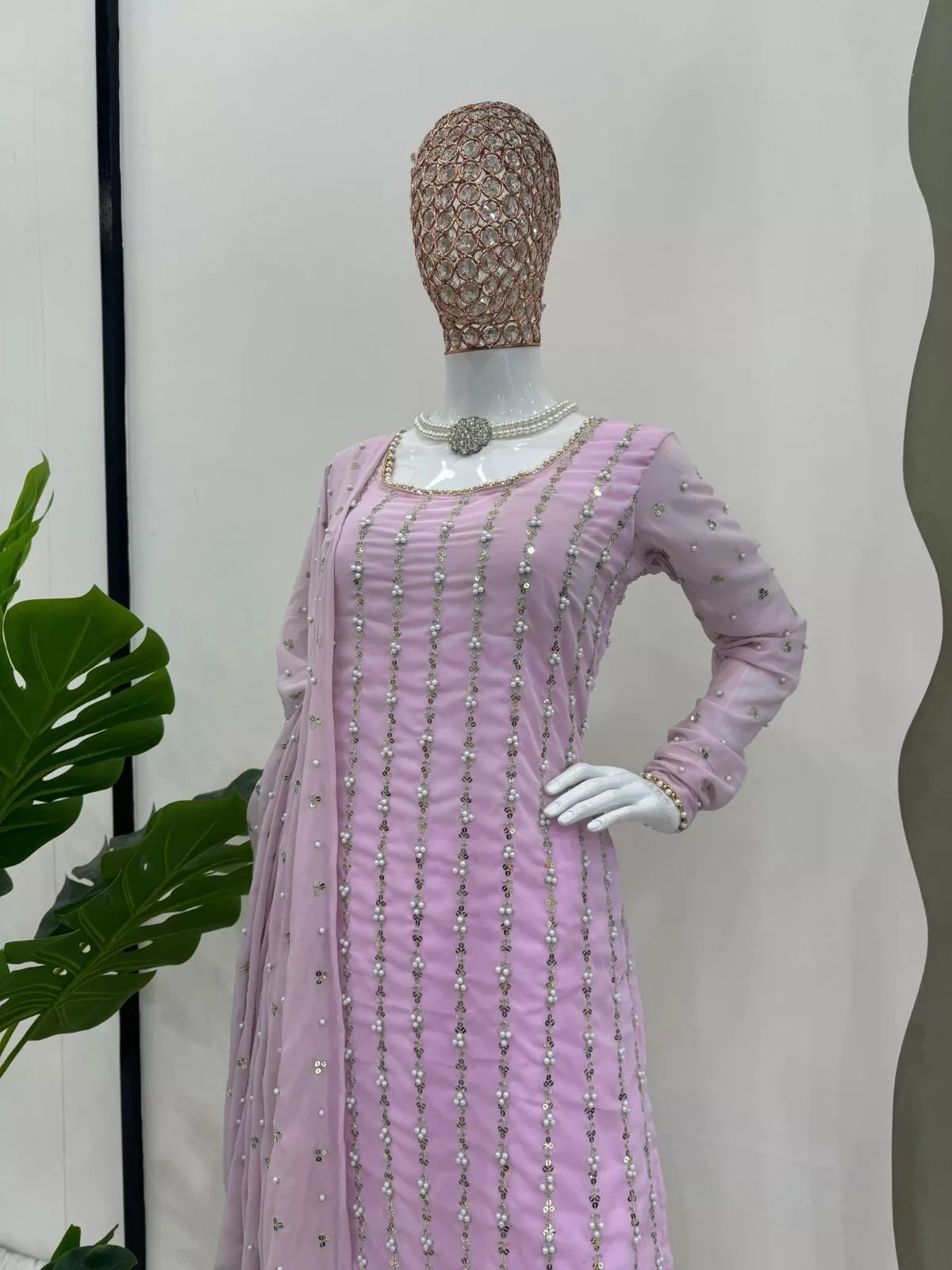 Full Stitched Faux Georgette Top Pant & Dupatta