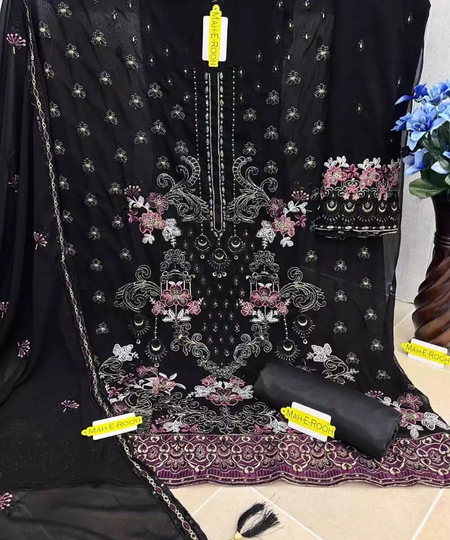Georgette With Embroidery Stitched Work Salwar Kameez Suit