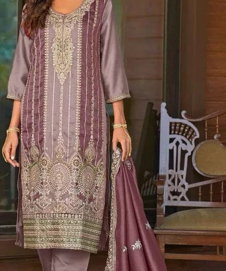Heavy Vichitra With Embroidery Work Pakistani Top Bottom & Dupatta
