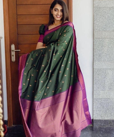 Banarasi Soft Silk Wedding Saree With Jacquard Border Blouse fancy Saree11-KT