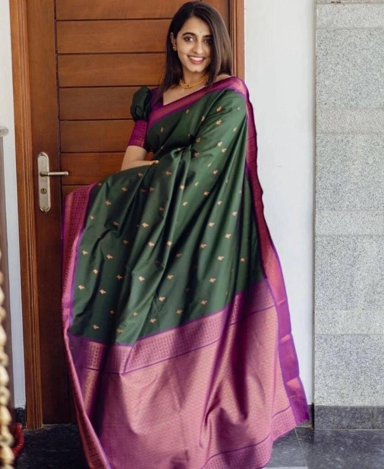 Banarasi Soft Silk Wedding Saree With Jacquard Border Blouse fancy Saree11-KT