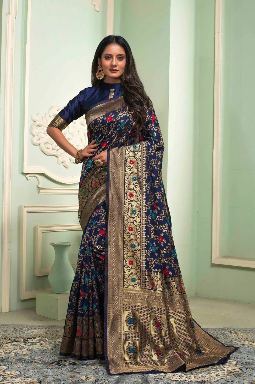 Classic Banarasi Soft Silk Wedding Sari & Blouse