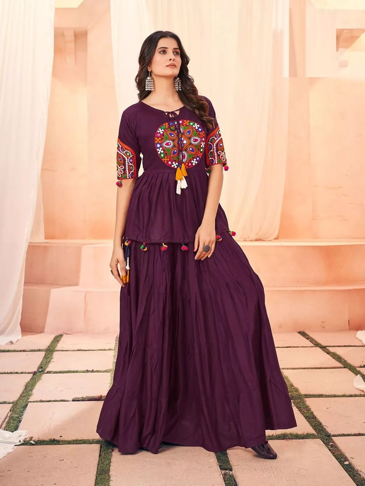 Rayon With Gamthi Work Lehenga Choli