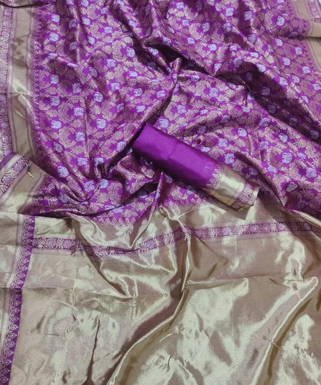 Banarasi Soft Silk Sari With Blouse