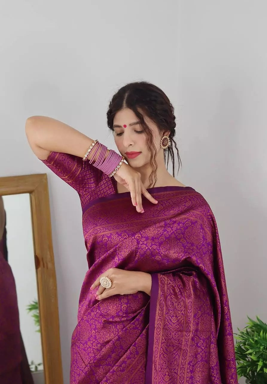 Designer Wedding Banarasi Soft Silk Saree With Blouse