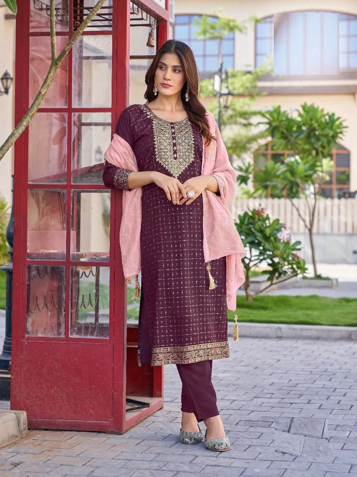Bollywood Print With Embroidery Work Top Bottom & Dupatta