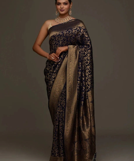 Traditional Wear Banarasi Soft Silk Saree , Designer Sari & Blouse