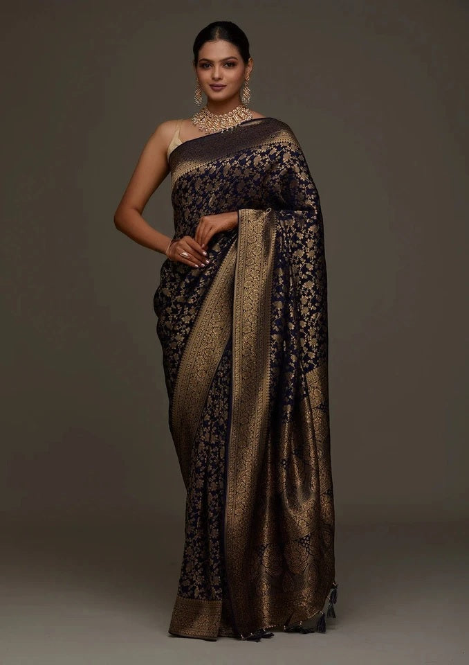 Traditional Wear Banarasi Soft Silk Saree , Designer Sari & Blouse