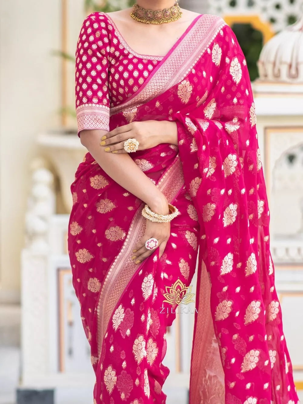 Women's Banarasi Soft Silk Saree With Blouse