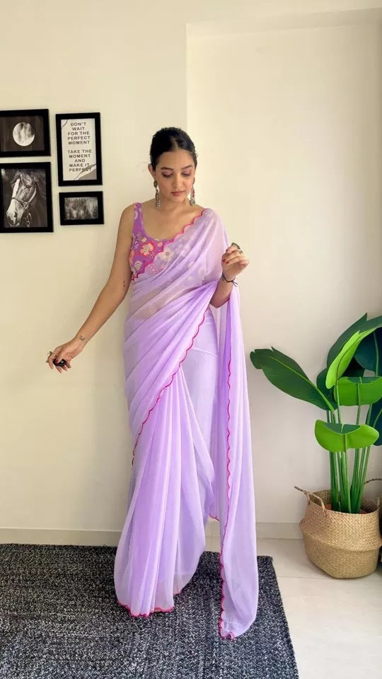 Soft Georgette Silk Saree With Blouse