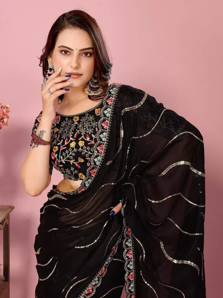 Women's Wedding Special Rangoli Silk Saree,Indian Party Wear Sari & Blouse
