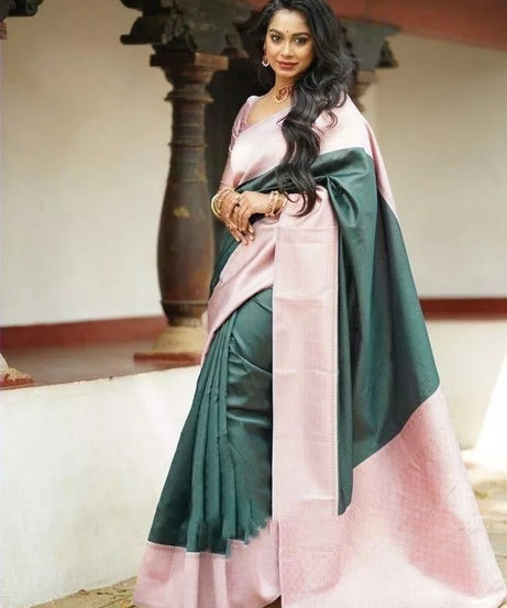 Wedding Soft Lichi Silk Sare With Blouse,Party Function Sari