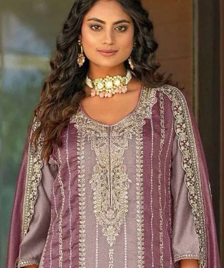 Heavy Vichitra With Embroidery Work Pakistani Top Bottom & Dupatta