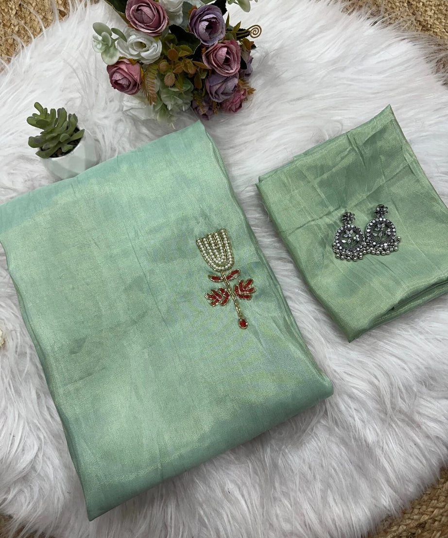 Soft Tissu Silk Beautiful Ethnic Saree, Wedding Wear Sari With Blouse
