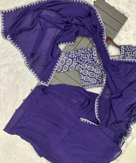 Ready To Wear Traditional Heavy Chinon Saree For Women's