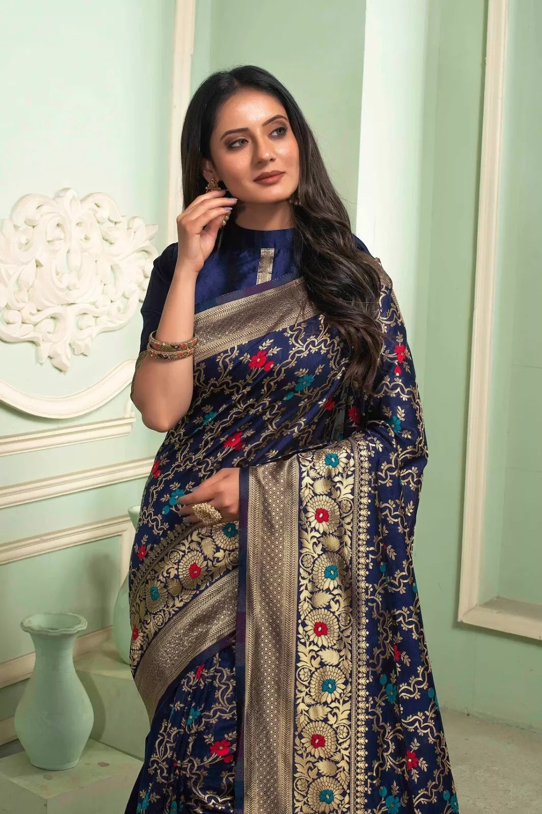 Classic Banarasi Soft Silk Wedding Sari & Blouse