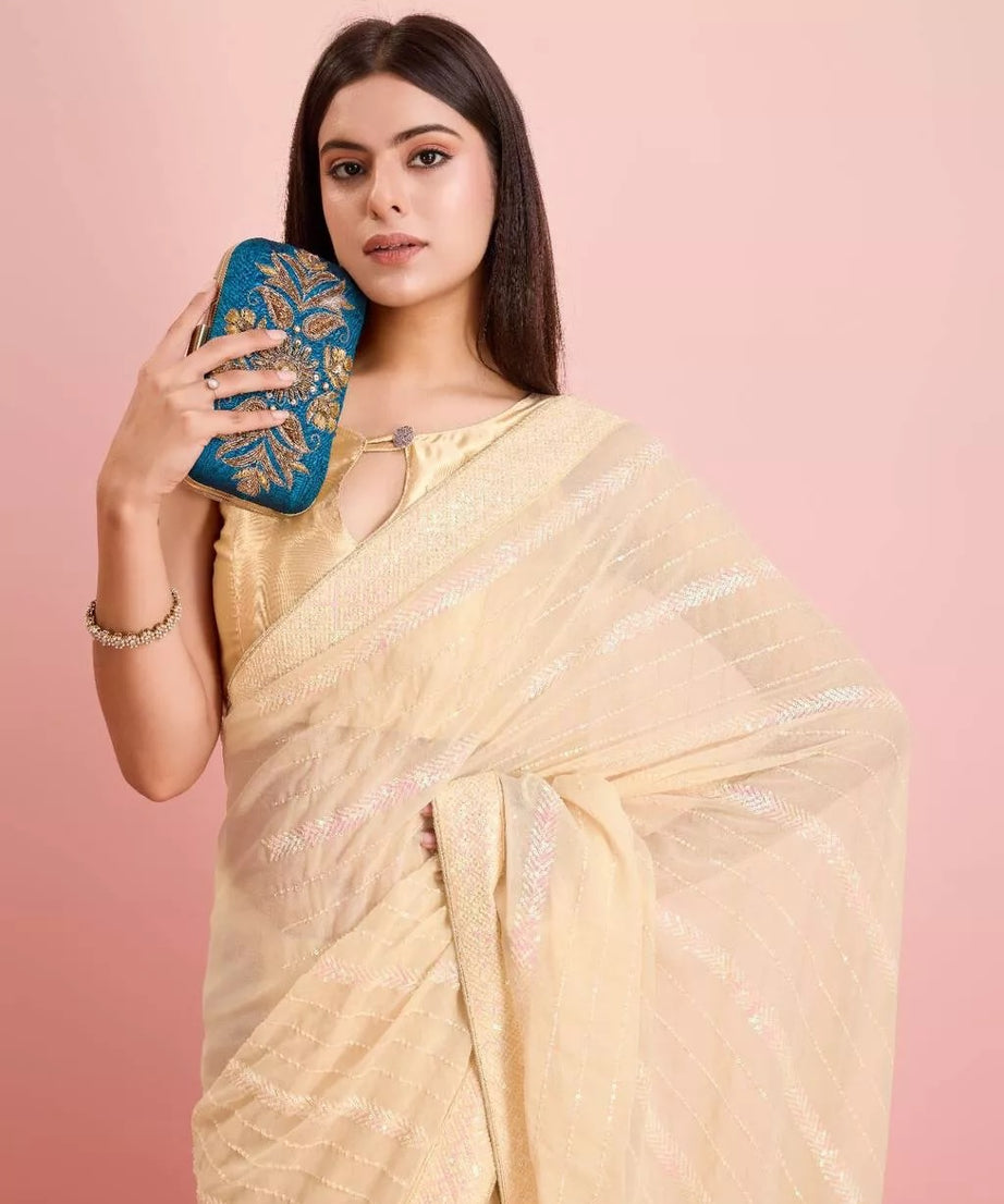 New Indian Georgette Saree,Indian Wedding Claasic Sari