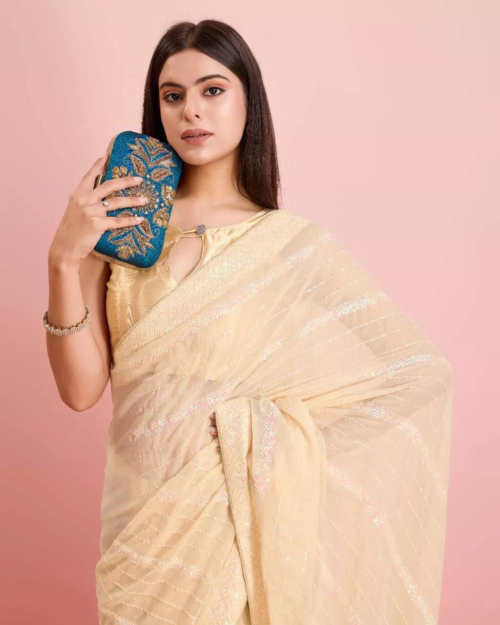 New Indian Georgette Saree,Indian Wedding Claasic Sari