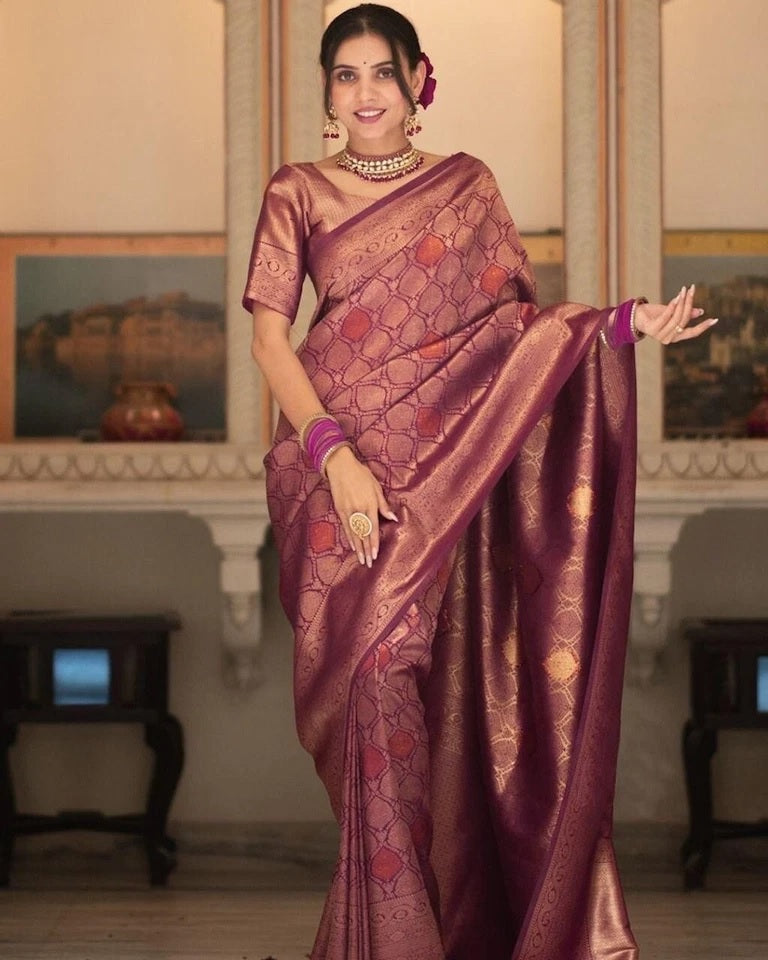 Banarasi Soft Silk Wedding Party Wear Saree,Ethnic Classic Sari With Blouse