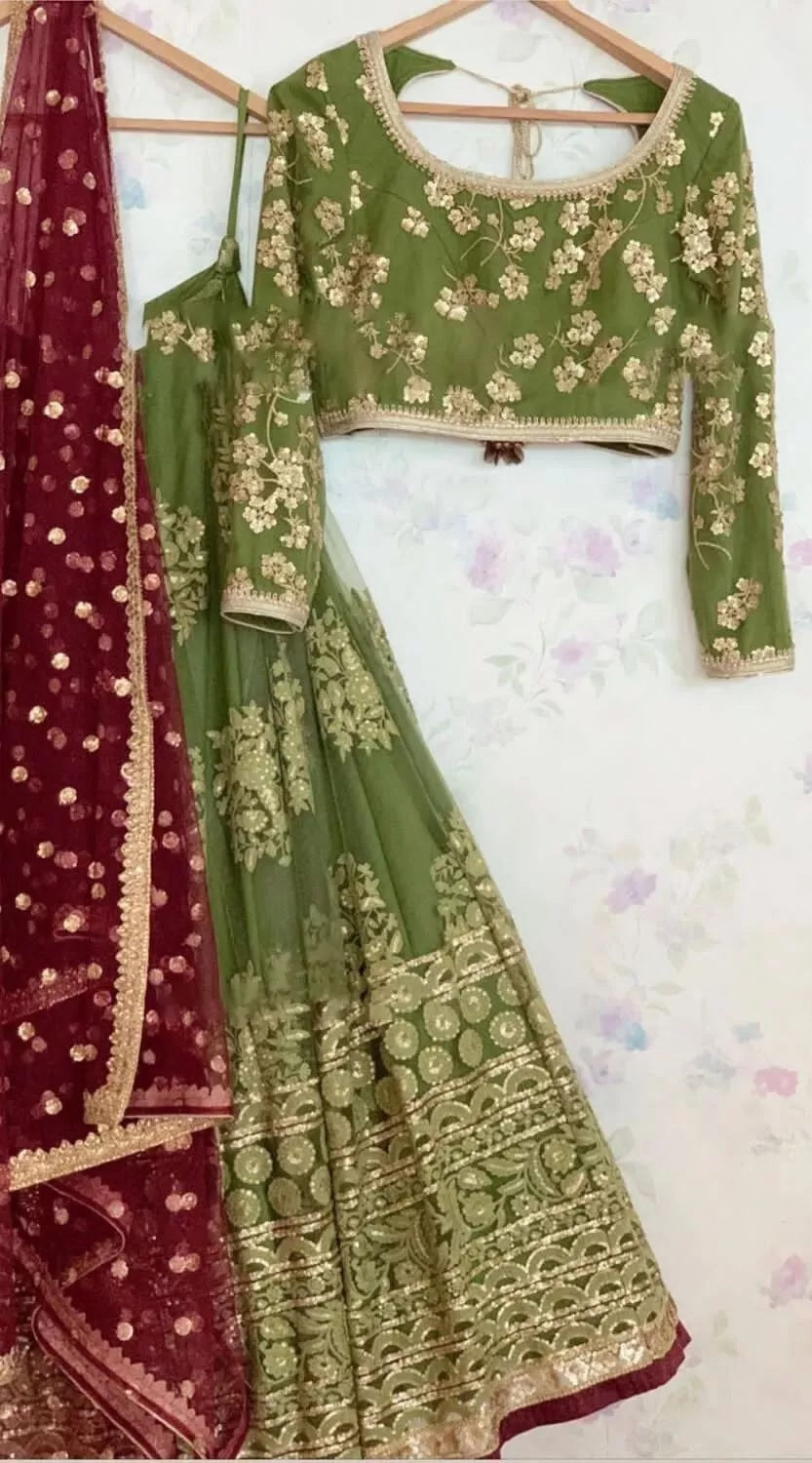 Indian Wedding Ethnic Net With Sequence Work  Lehenga Choli  & Blouse