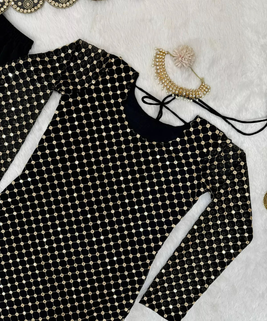 Georgette With Sequence Work  Pakistani Top Sharara Dupatta