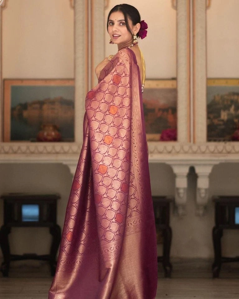 Banarasi Soft Silk Wedding Party Wear Saree,Ethnic Classic Sari With Blouse