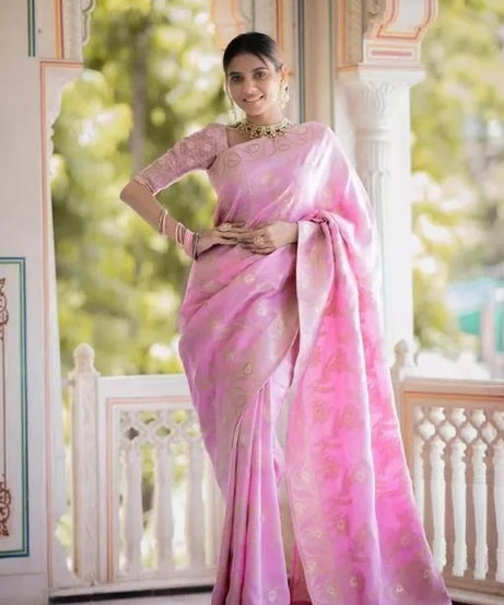 Soft Lichi Silk Indian Party Wear Sari With Blouse