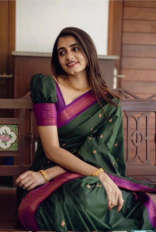 Banarasi Soft Silk Wedding Saree With Jacquard Border Blouse fancy Saree11-KT