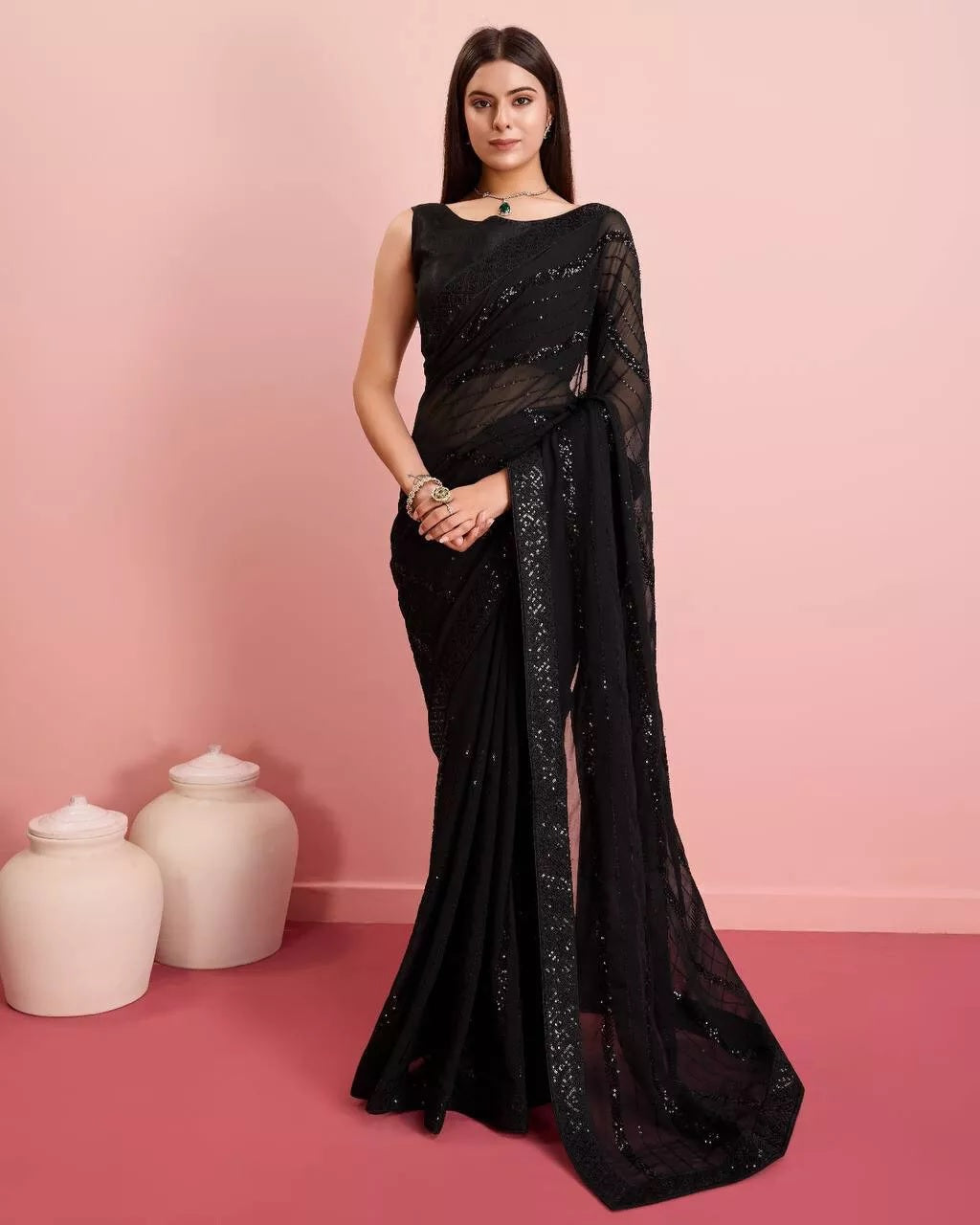 New Indian Georgette Saree,Indian Wedding Claasic Sari