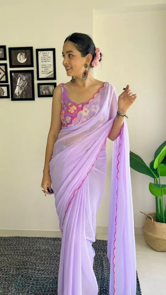 Soft Georgette Silk Saree With Blouse