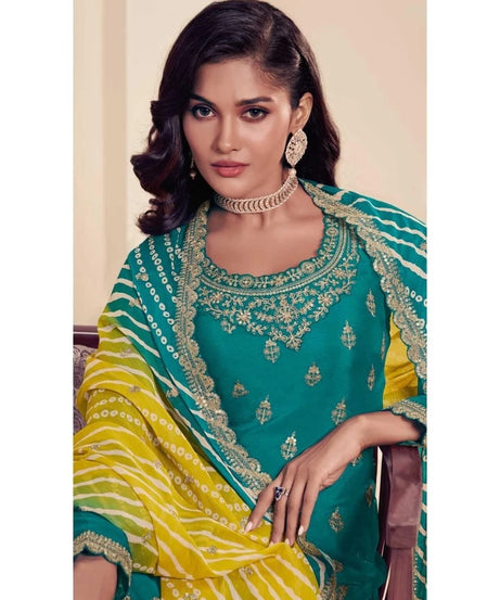 Traditional Designer Heavy Chinon , Wedding Wear Top Bottom, Dupatta