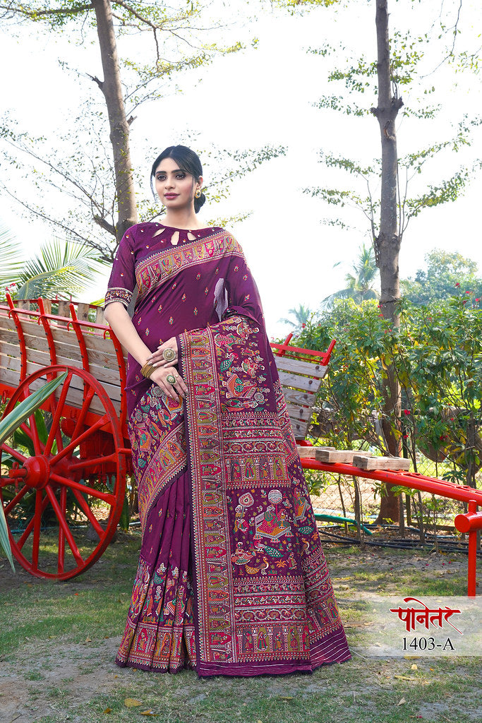 Women's Soft Pure Silk Beautifull Traditional Wear Sari With Blouse