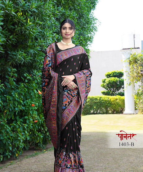 Women's Soft Pure Silk Beautifull Traditional Wear Sari With Blouse