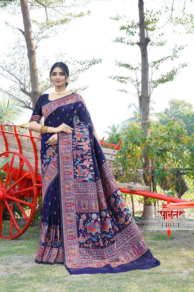 Women's Soft Pure Silk Beautifull Traditional Wear Sari With Blouse