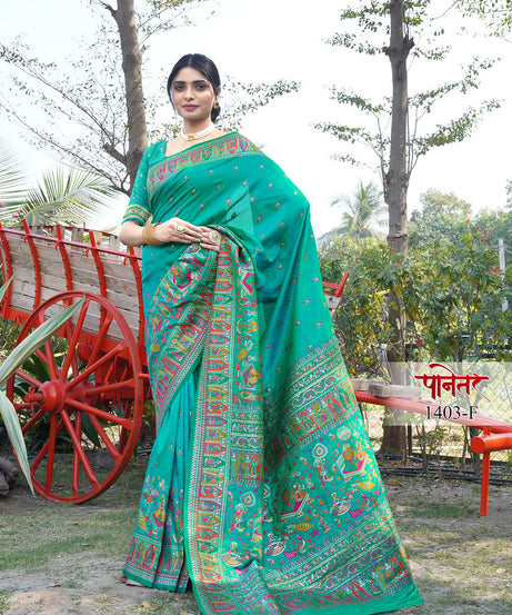 Women's Soft Pure Silk Beautifull Traditional Wear Sari With Blouse