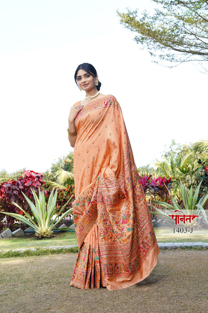 Women's Soft Pure Silk Beautifull Traditional Wear Sari With Blouse