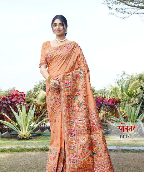 Women's Soft Pure Silk Beautifull Traditional Wear Sari With Blouse