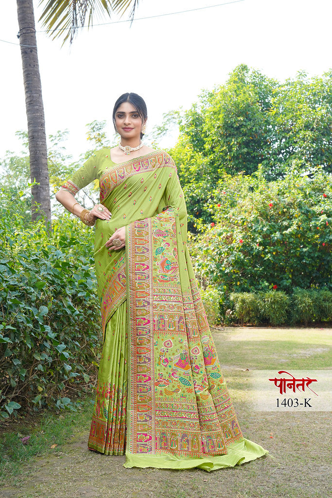 Women's Soft Pure Silk Beautifull Traditional Wear Sari With Blouse