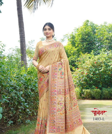 Women's Soft Pure Silk Beautifull Traditional Wear Sari With Blouse