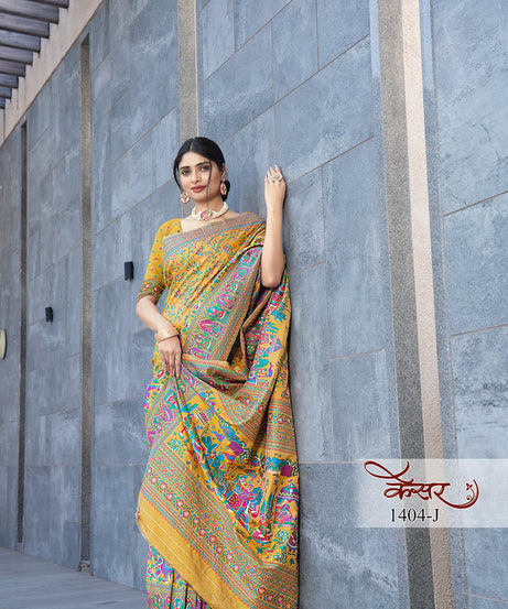 Traditional Printed Beautiful Soft Pure Silk Sari With Blouse