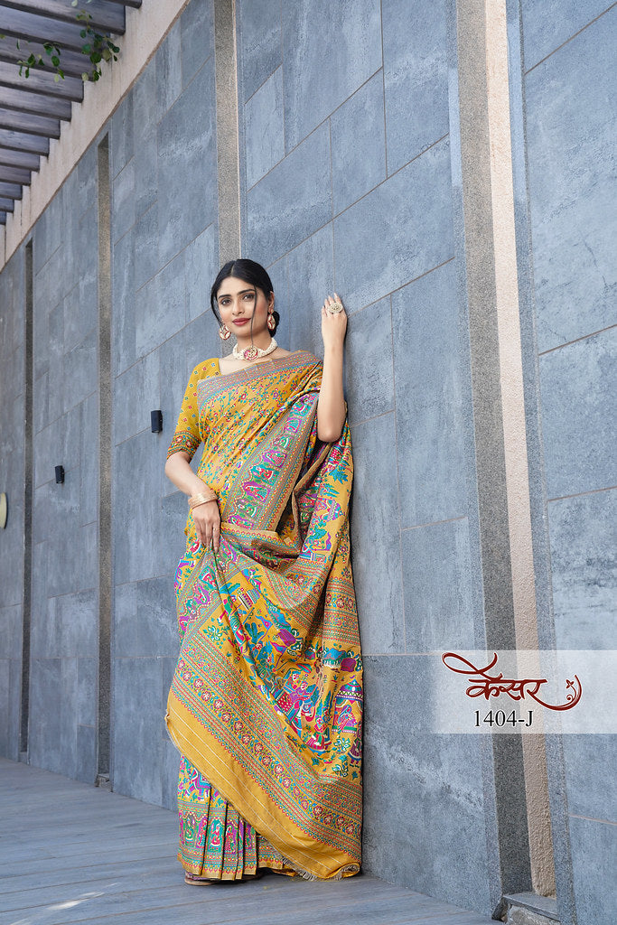 Traditional Printed Beautiful Soft Pure Silk Sari With Blouse