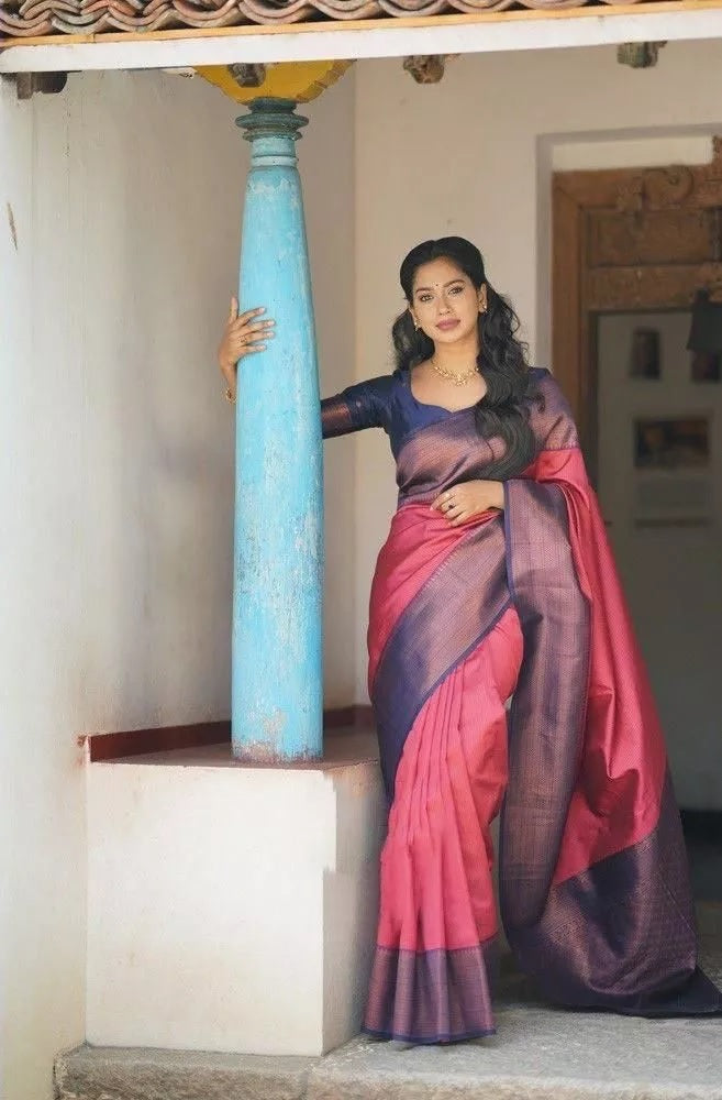 Wedding Soft Lichi Silk Sare With Blouse,Party Function Sari