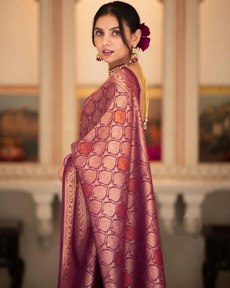 Banarasi Soft Silk Wedding Party Wear Saree,Ethnic Classic Sari With Blouse