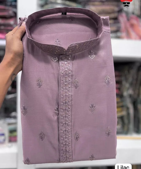 Premium Silk Indian Festival Beautiful Full Stitched Men's Kurta Pajama Set